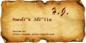 Hanák Júlia névjegykártya